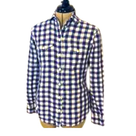 💙 Banana Republic Soft Wash Cotton Check Blouse – Size XS - Picture 1 of 7